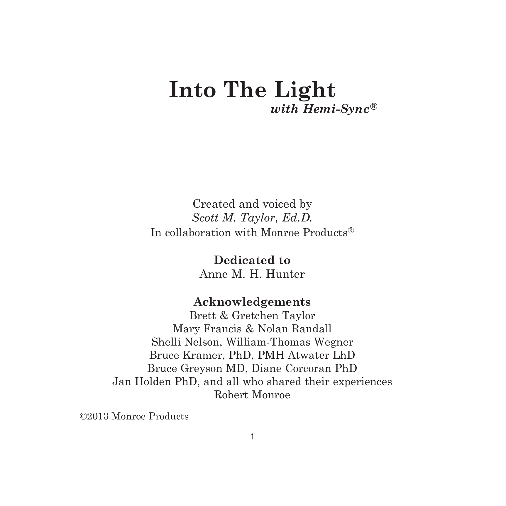 Into The Light manual, page 2